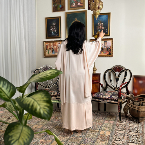 LD9 بدله من القطن الحرير مع شال لون بيج نود