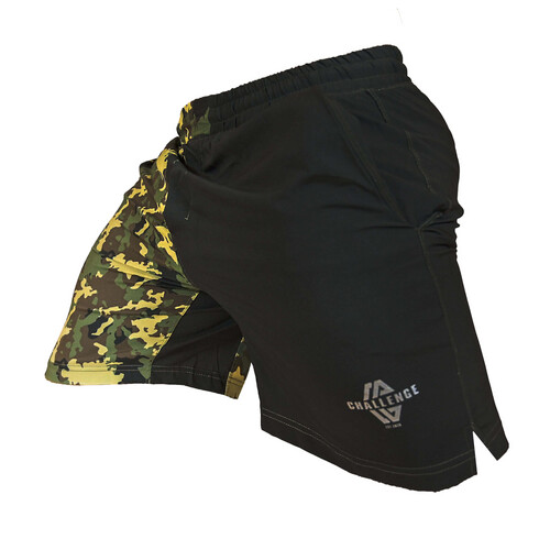 شورت شالينج اللون زيتي ديزاين كومبو