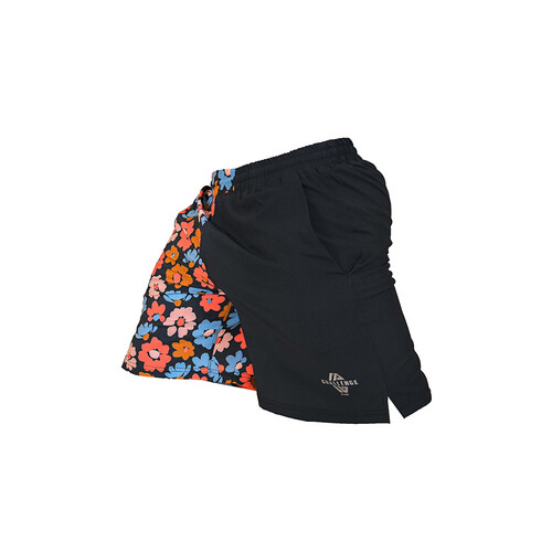 شورت شالينج اللون اسود ديزاين ورد