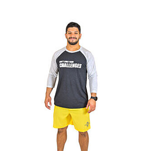 تي شيرت رياضي 3/4 لون اسود كم ابيض