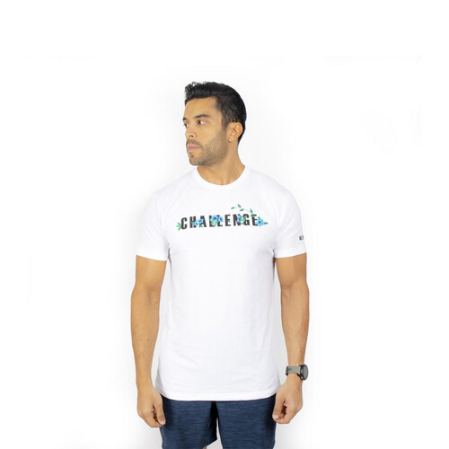 تي-شيرت رياضي ديزاين ورد لون أبيض