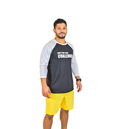 تي شيرت رياضي 3/4 لون اسود كم ابيض