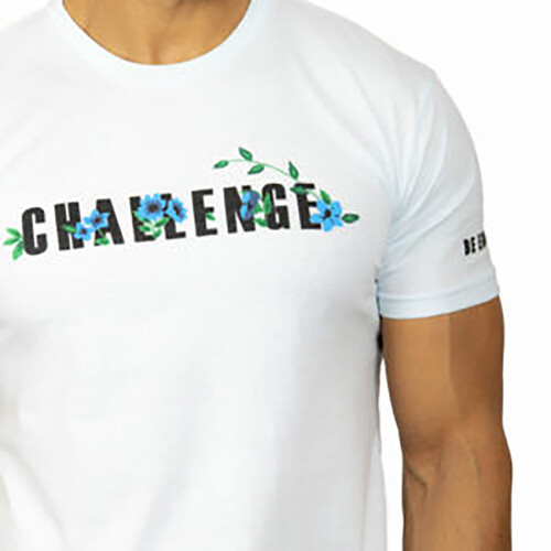 تي شيرت رياضي ديزاين ورد لون سماوي