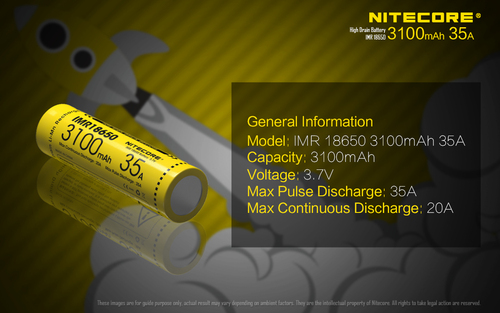NITECORE VAPING 2PC  BETTERY SET IMR18650-3100mAH