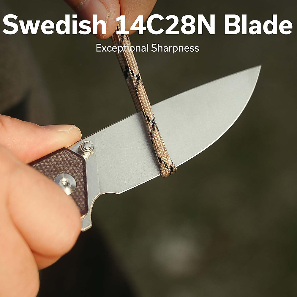 MERIT 14C28N STEEL MICARTA HANDLE FLIPPER KNIFE CIVIVI- C24012-3 ...