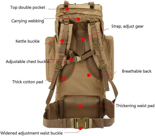 110L TACTICAL  BACKPACK SECOND CHANCE- TAN -SC-FDTB-23