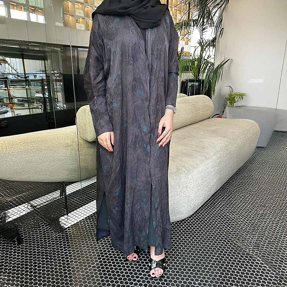 Half-Bisht cut Abaya, made from smooth Cobra silk