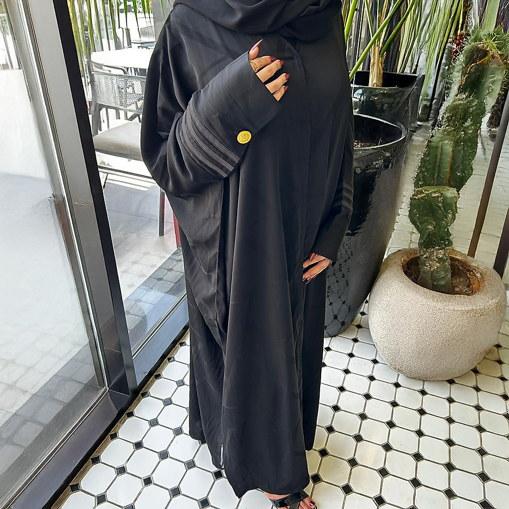Cuff-style Abaya with gathered cuffs, Japanese silk fabric