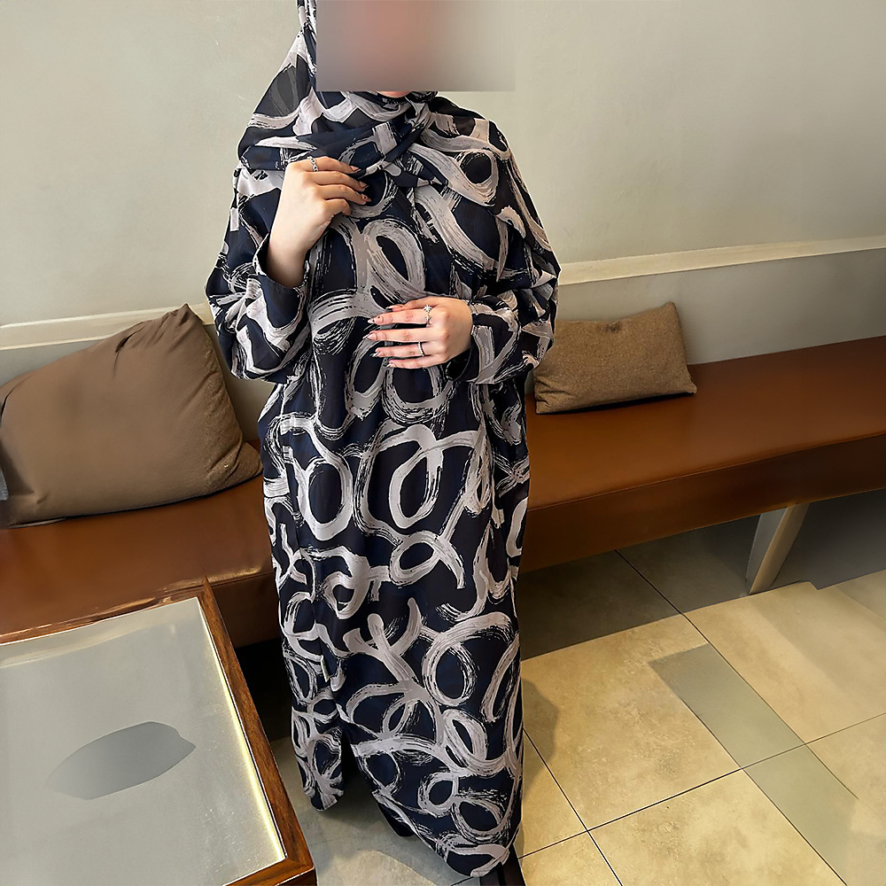 Chiffon Abaya With a Matching Scarf in the Same Pattern
