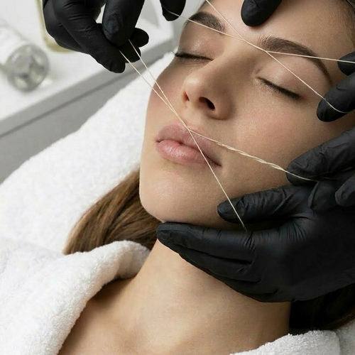 Full Face Threading with Eyebrows