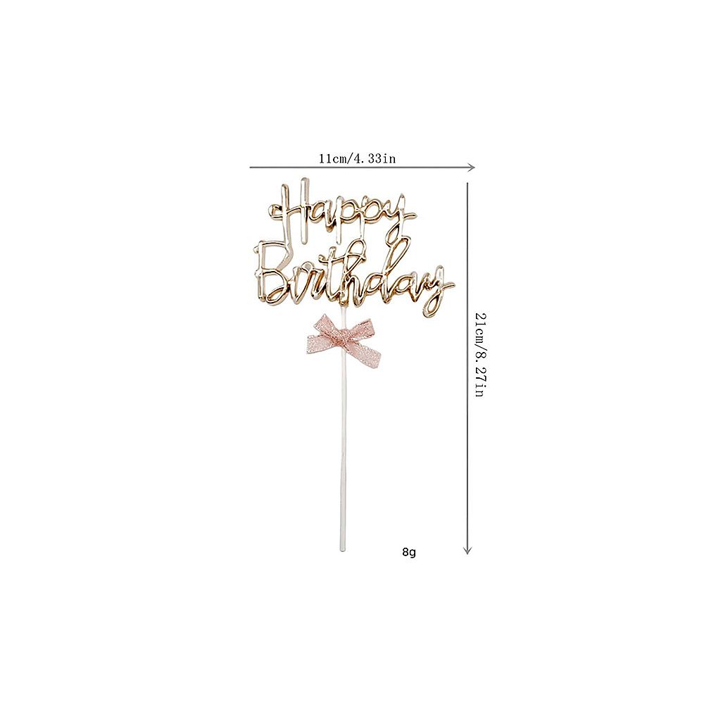 cake topper with “happy birthday”