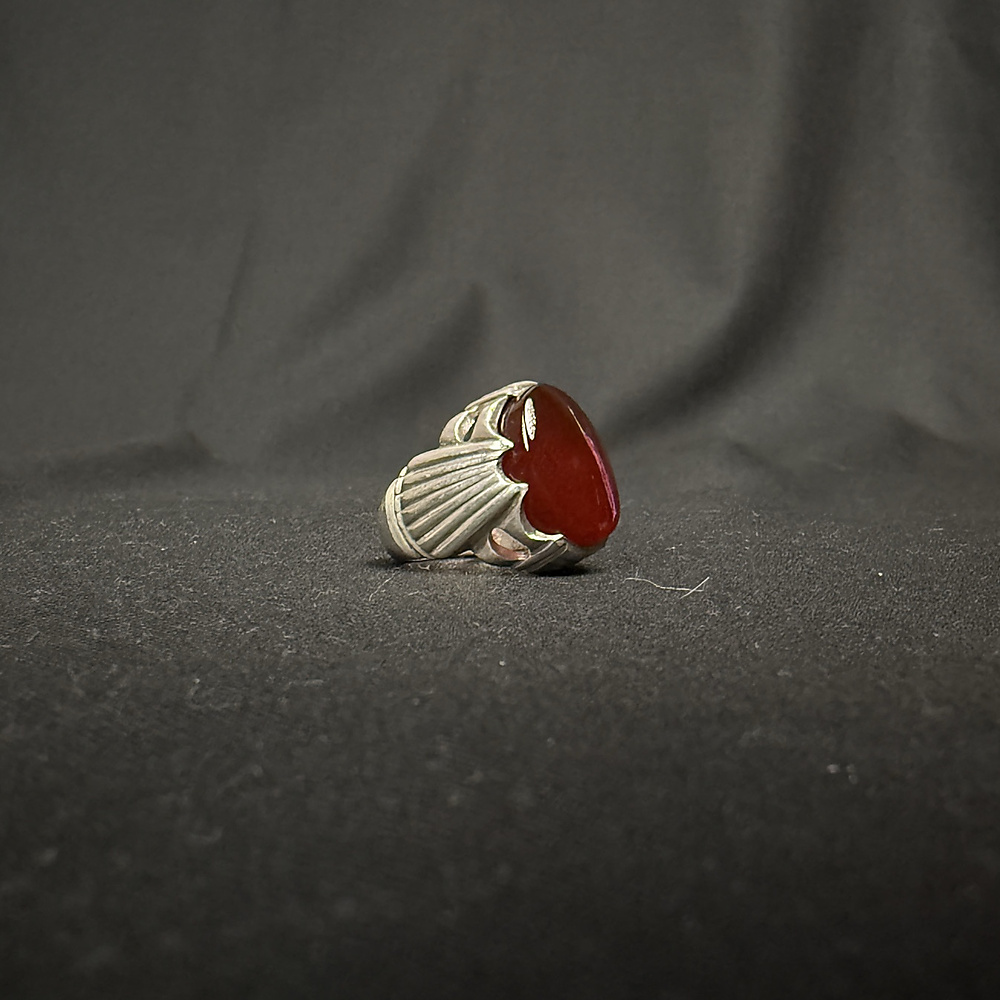 red aqate with silver
