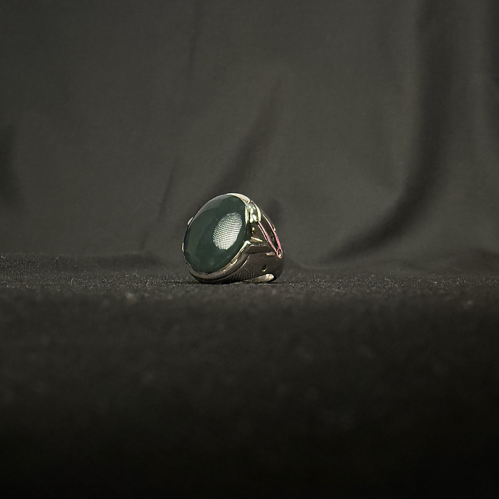 green aqate with silver ring