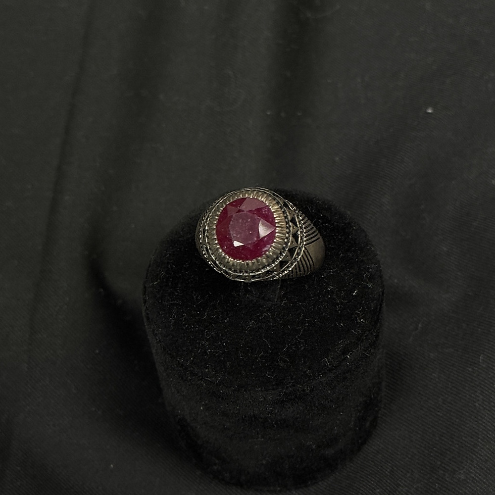 red ruby with silver glass fild