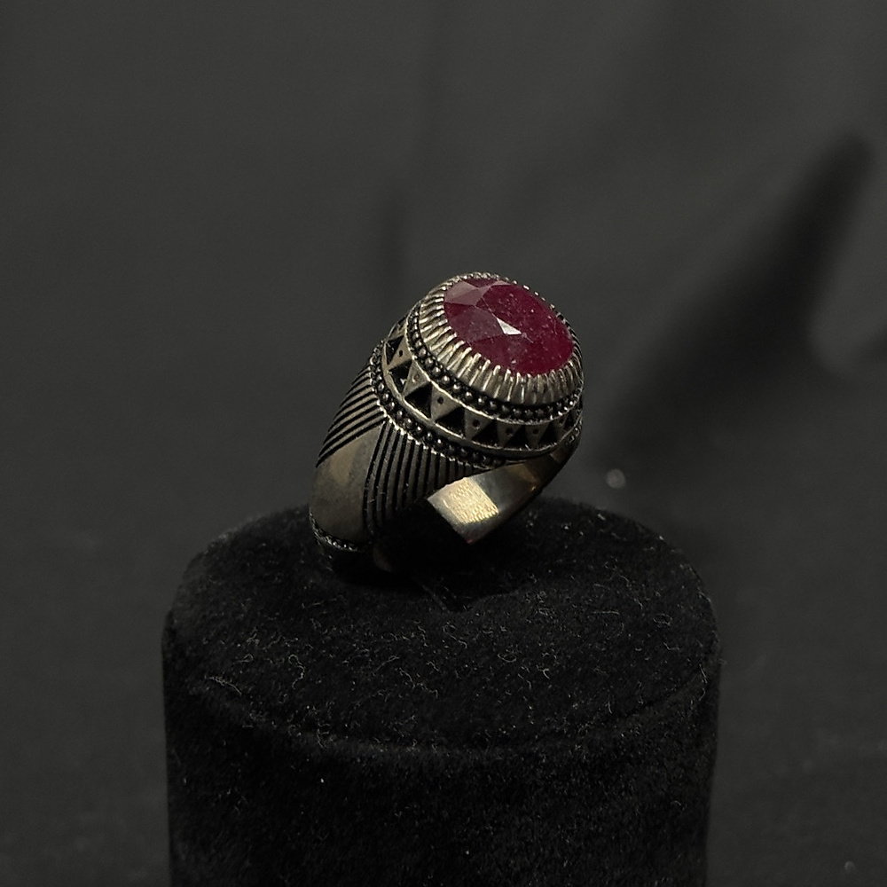 red ruby with silver glass fild