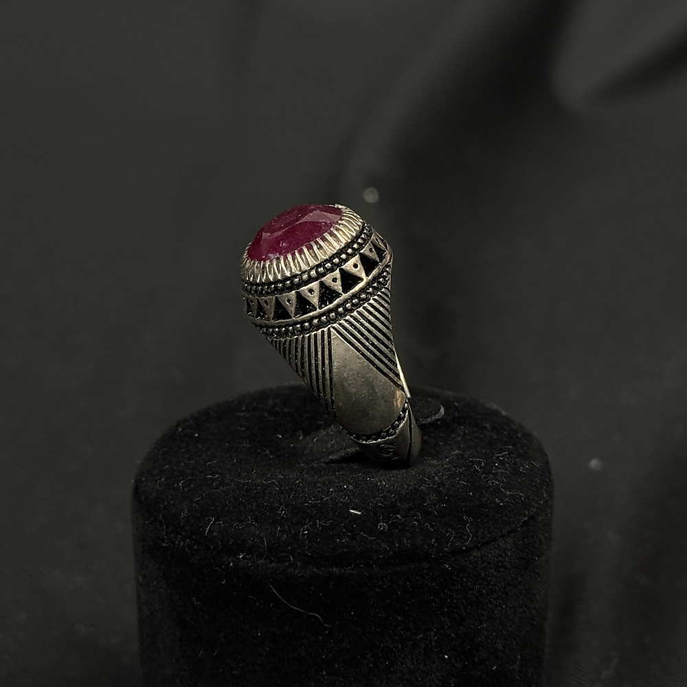 red ruby with silver glass fild