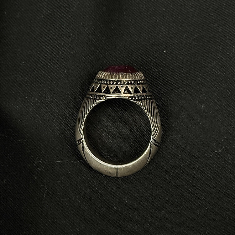 red ruby with silver glass fild