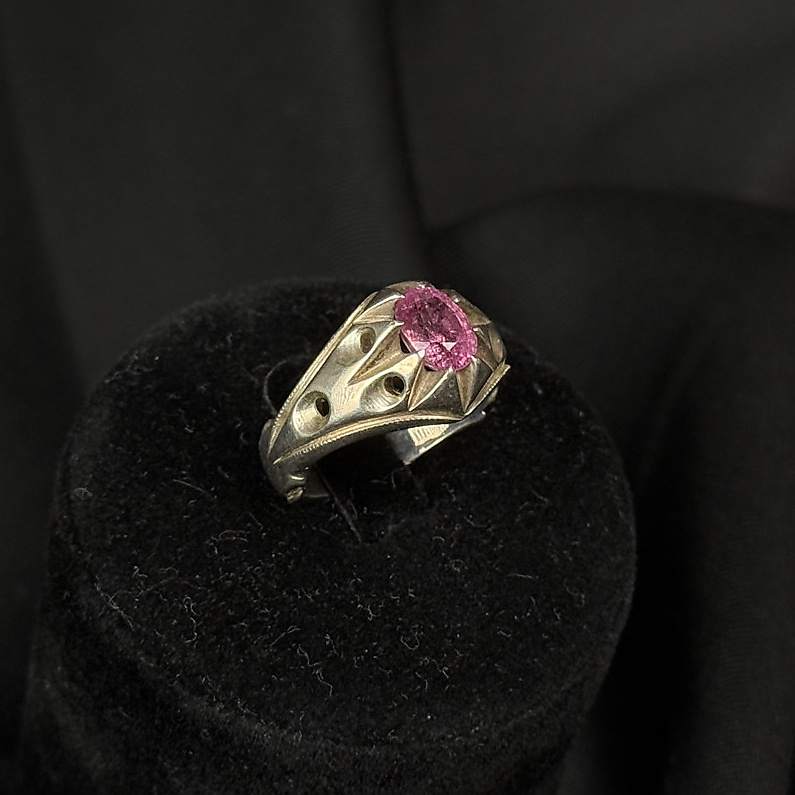 glass fild ruby with silver