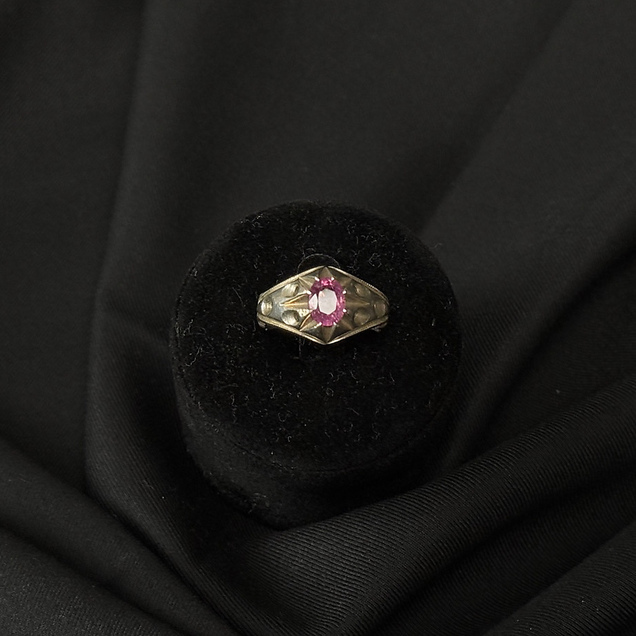 glass fild ruby with silver