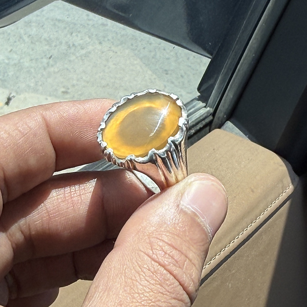 Yellow aqate with silvev
