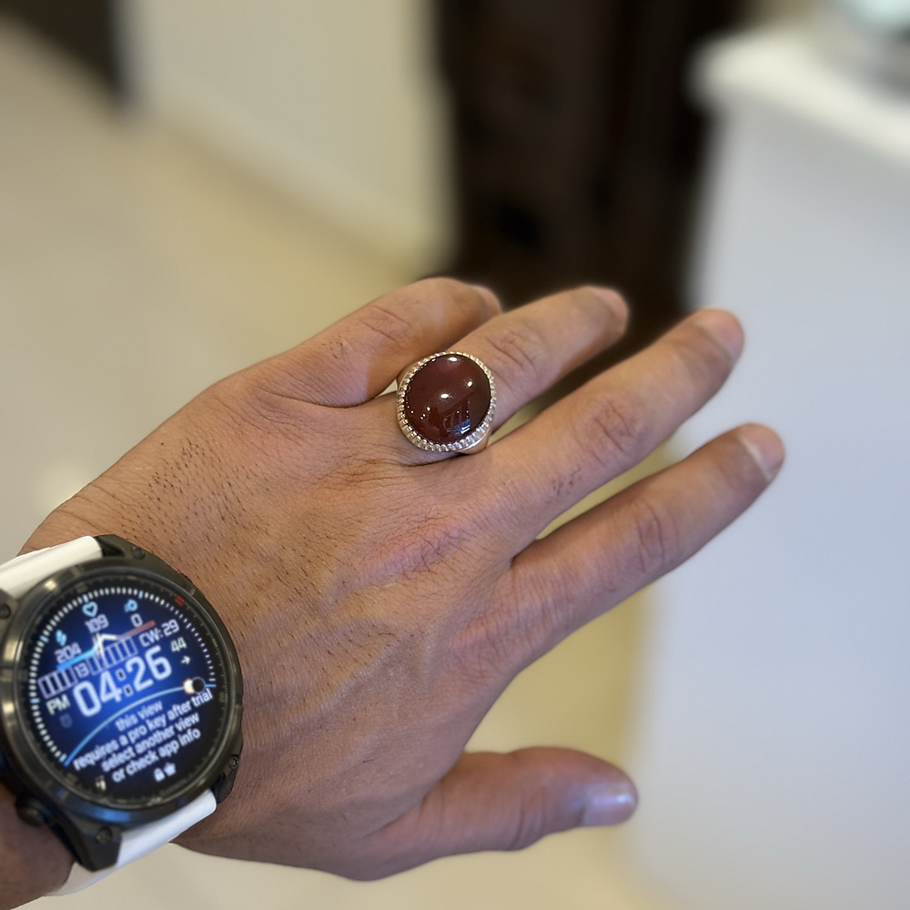 red aqat yaman & silver ring