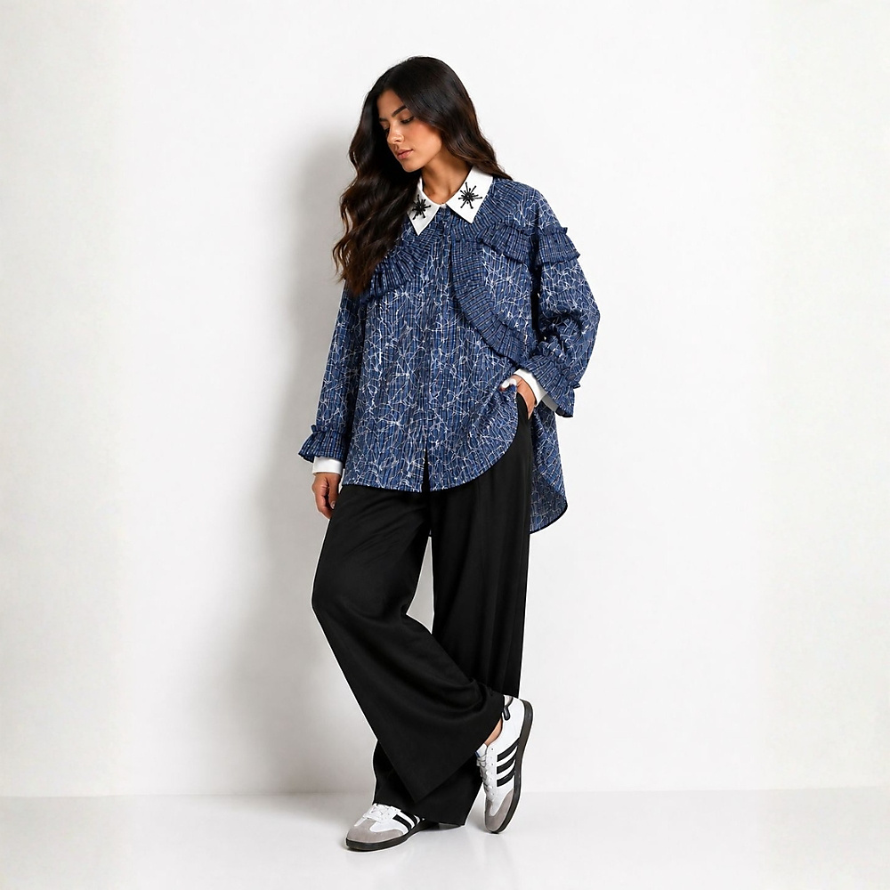 Ruffle Striped Blouse