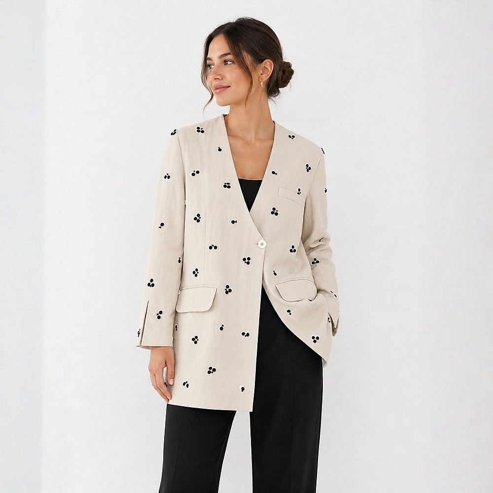 Blazer Short Full  Embroidery With Inner