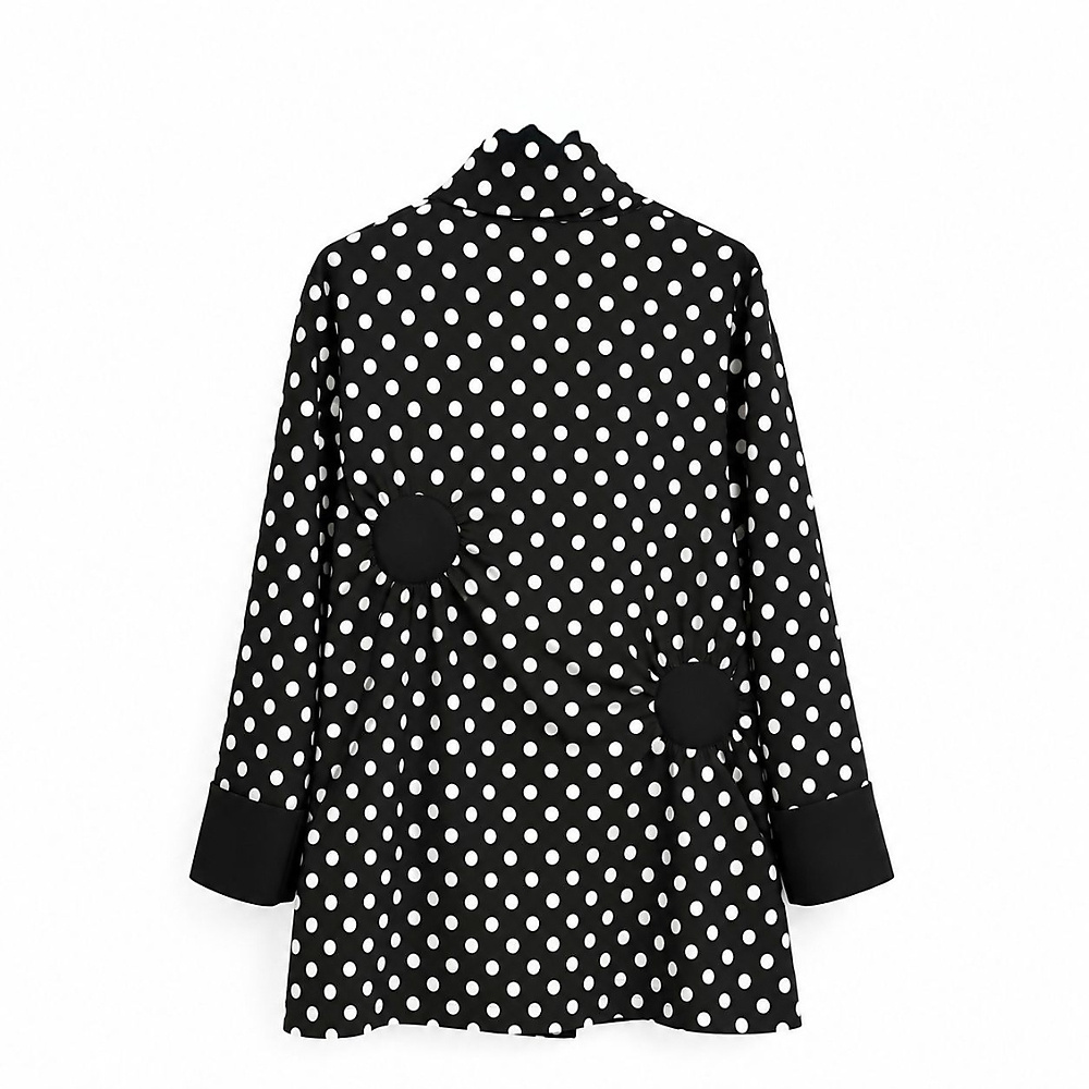 Polka Dots With Circle Stitching Blouse
