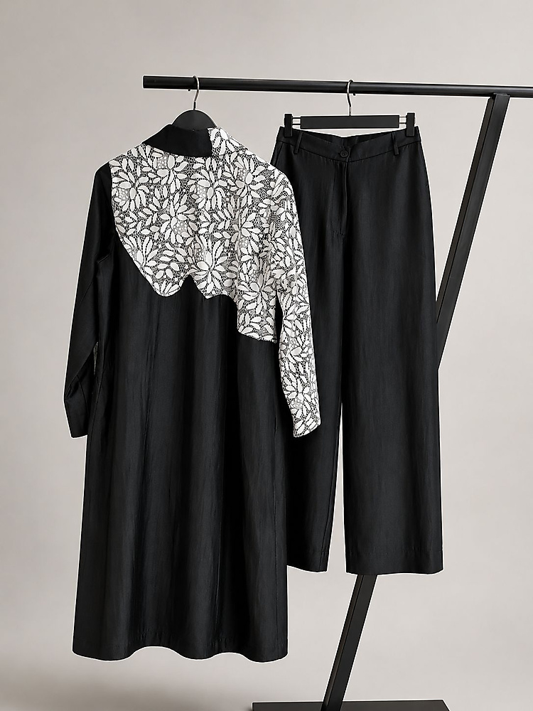 Elegant Silky Blazer Set With Inner And Pants