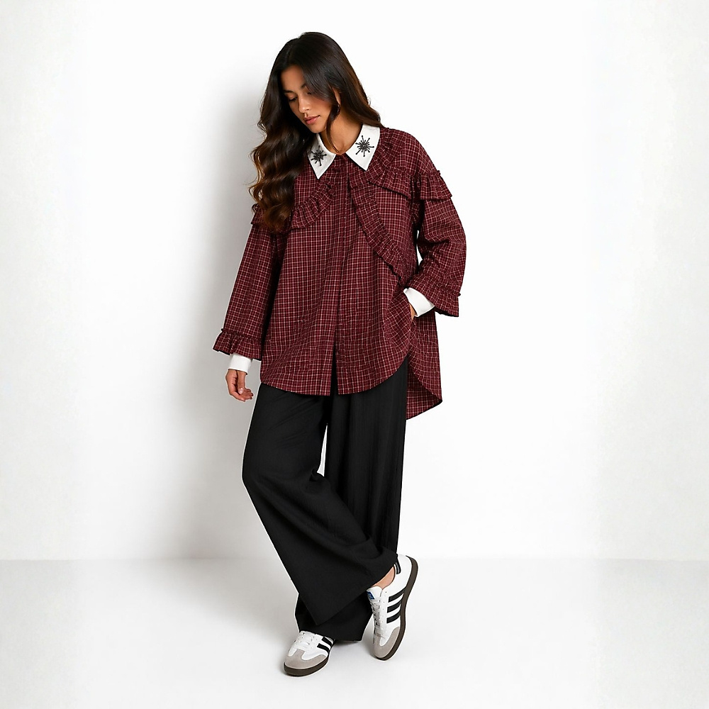 Ruffle Striped Blouse