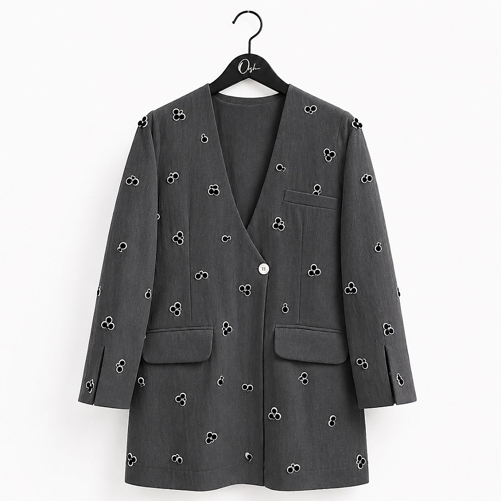 Blazer Short Full  Embroidery With Inner