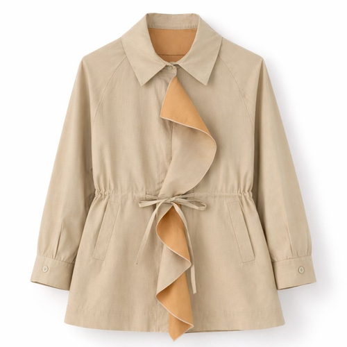 Blazer short withruffles in front and waisted belt