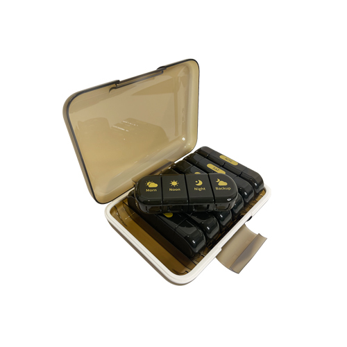 Pills Organizer | 4 Times in Day for 1 Week | Brown Color