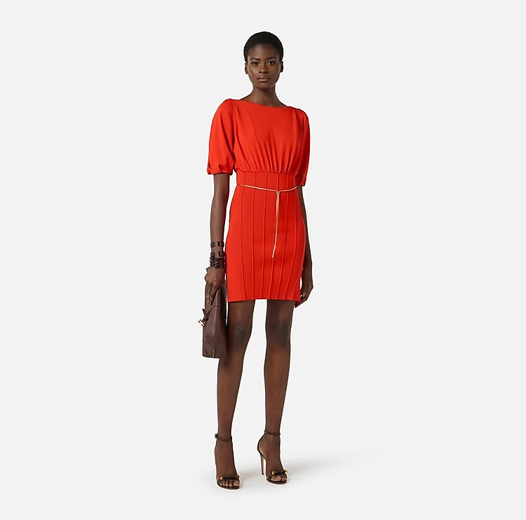 Knit mini dress with belt AM94T62E2