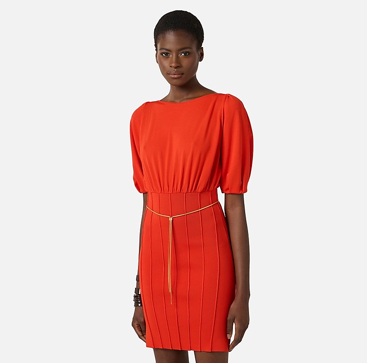 Knit mini dress with belt AM94T62E2