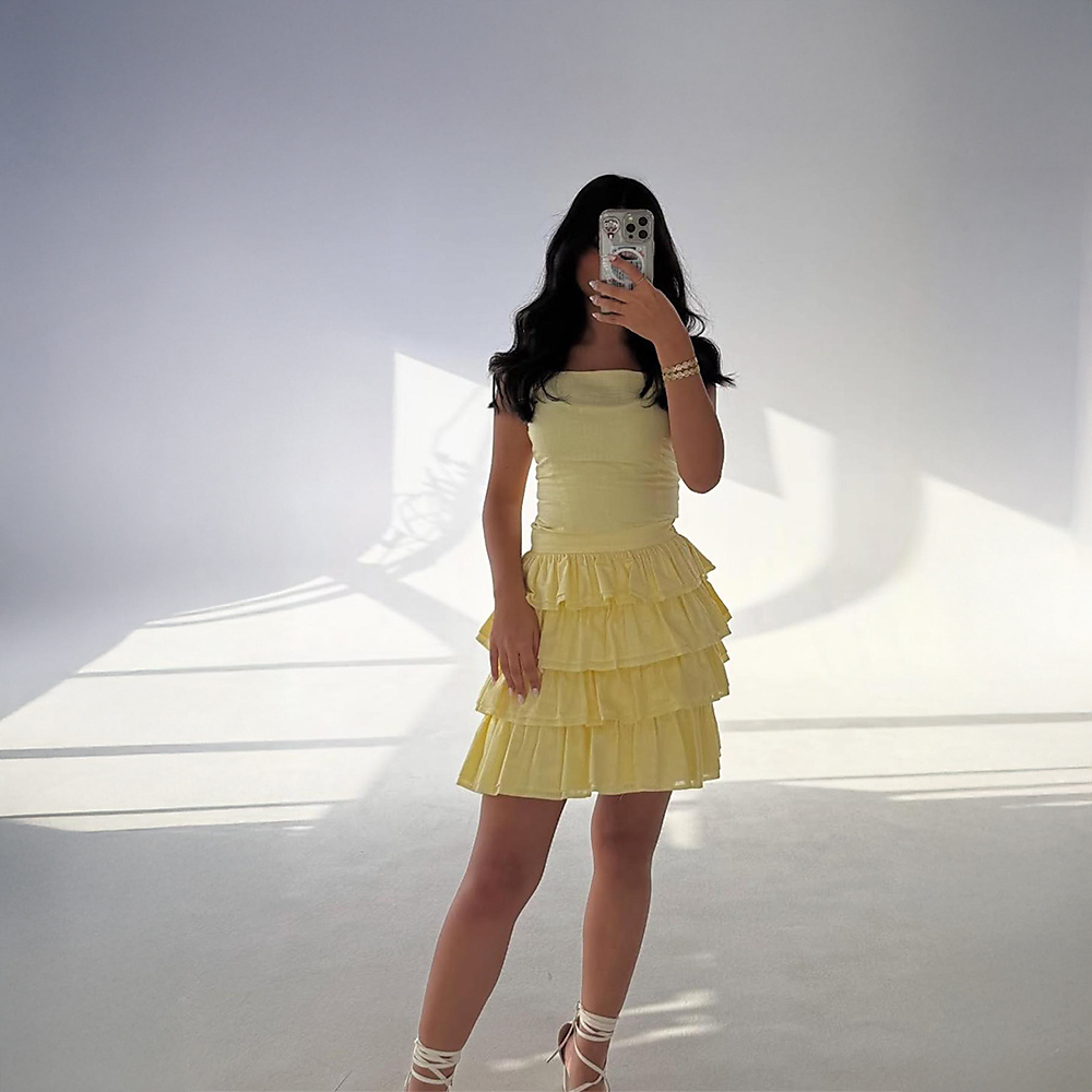 Butter Yellow Two-Piece Set (Skirt + Top)