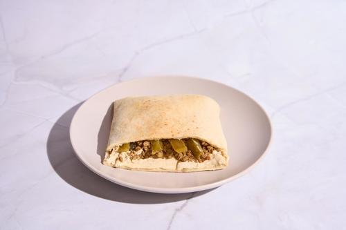 hummus with meat super sandwich