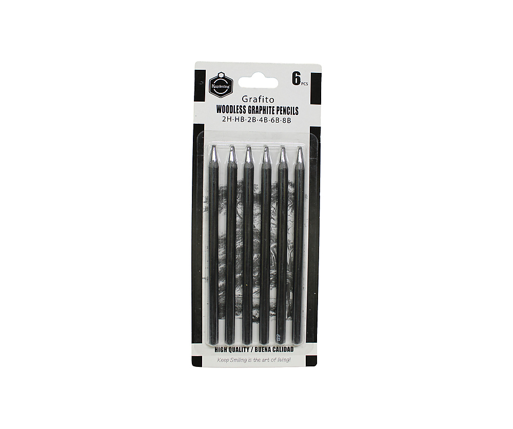 Woodless Graphite Sketch Pencil set- 6 Pcs
