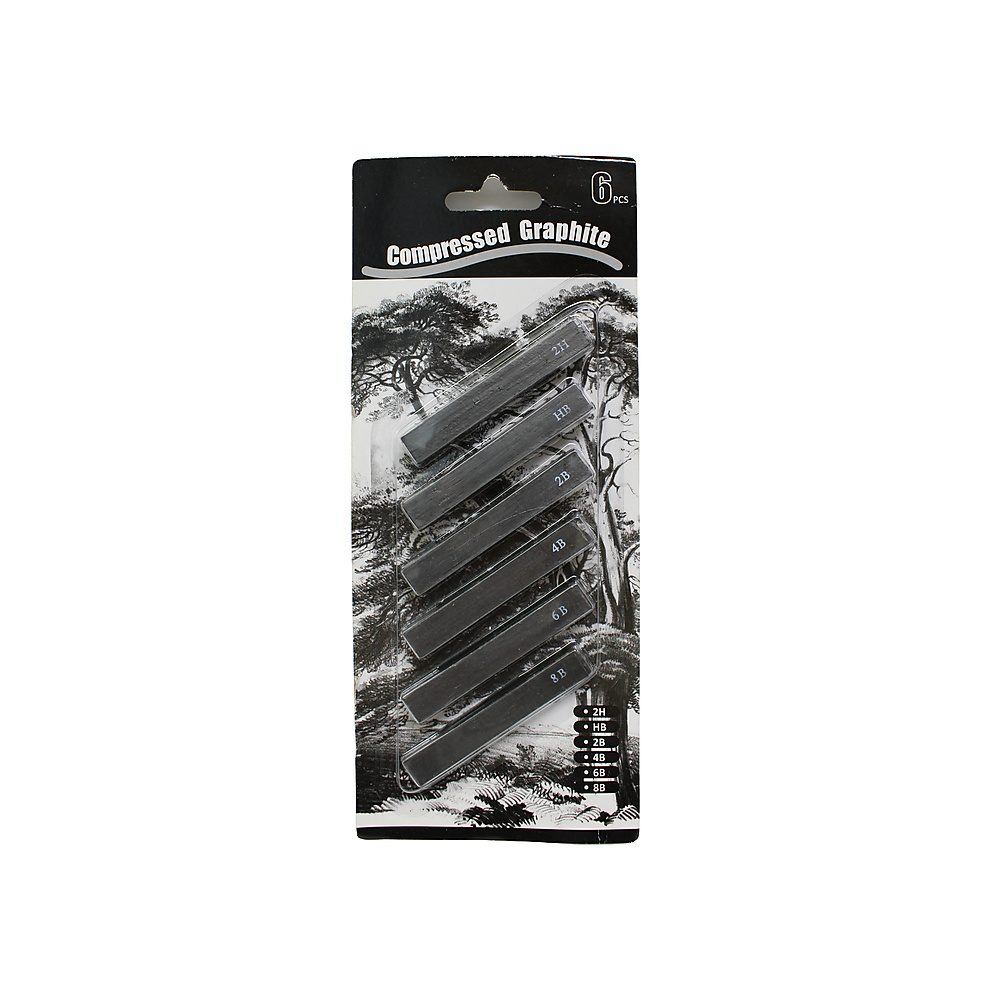Compressed Graphite Sticks 2H, HB, 2B, 4B, 6B & 8B-6pcs