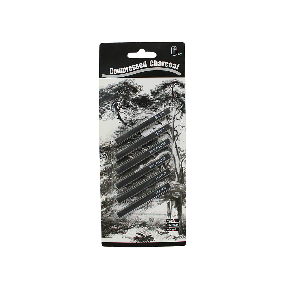 Compressed Graphite Sticks -SOFT, SOFT, MEDIUM, MEDIUM, HARD ,HARD- 6pcs
