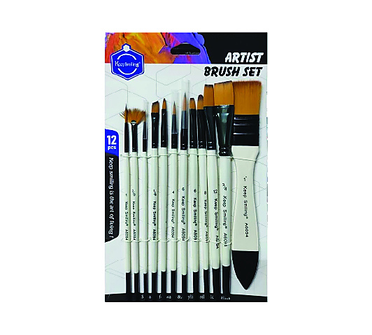 Keep Smiling Artist Brushes-12 Pcs  | For Acrylic & Oil Painting