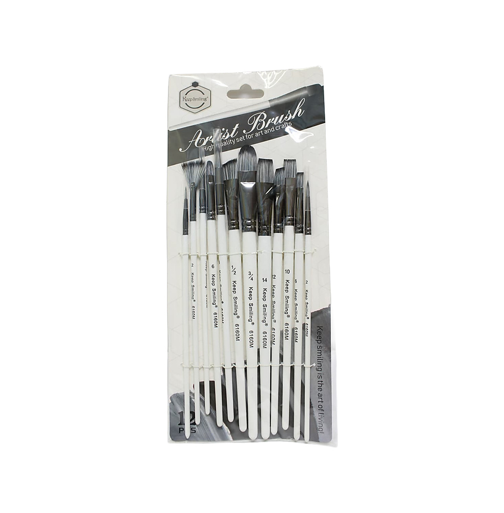 Keep Smiling Artist Brushes-12 Pcs  | For Acrylic, Water & Oil Painting