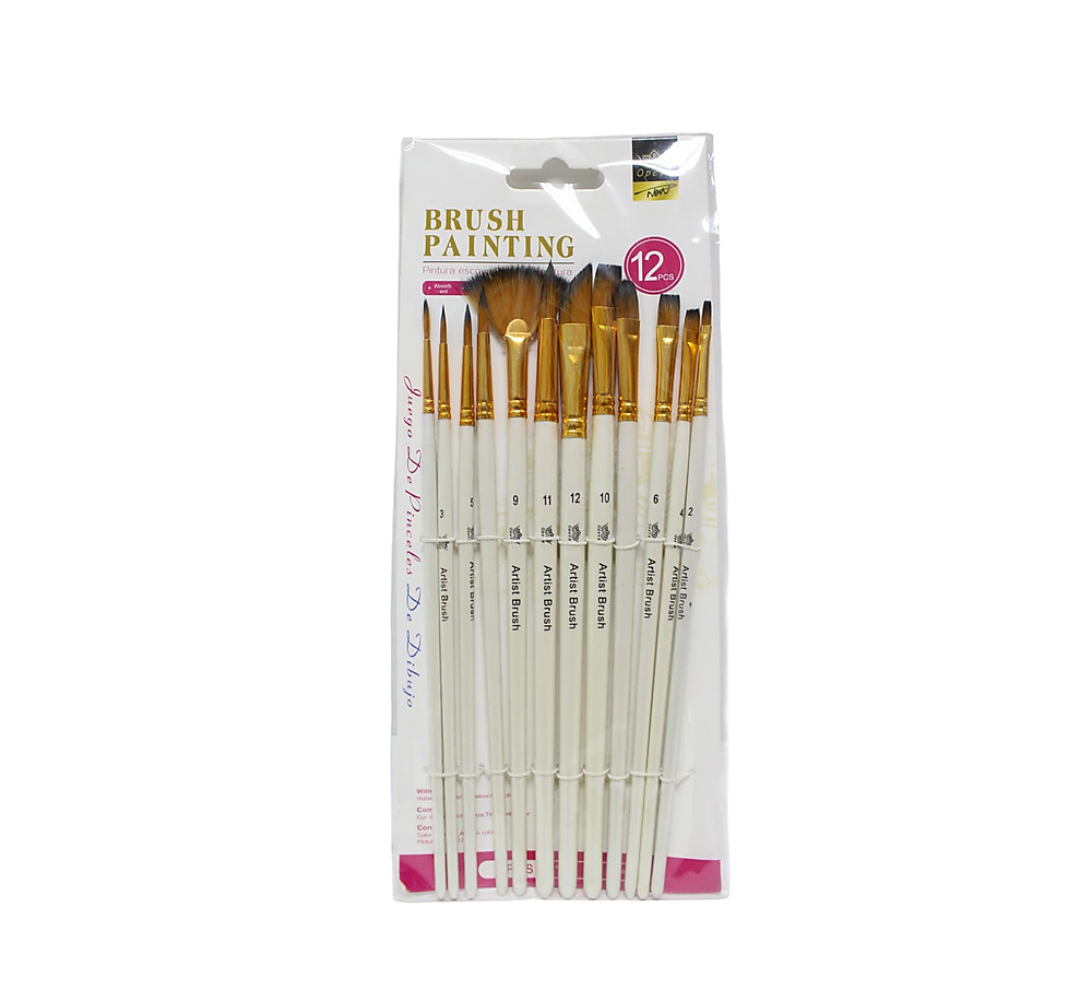 Opeth Artist Mix Paint Brush-12 Pieces Set, for Watercolor, Acrylic and Oil Paints-white