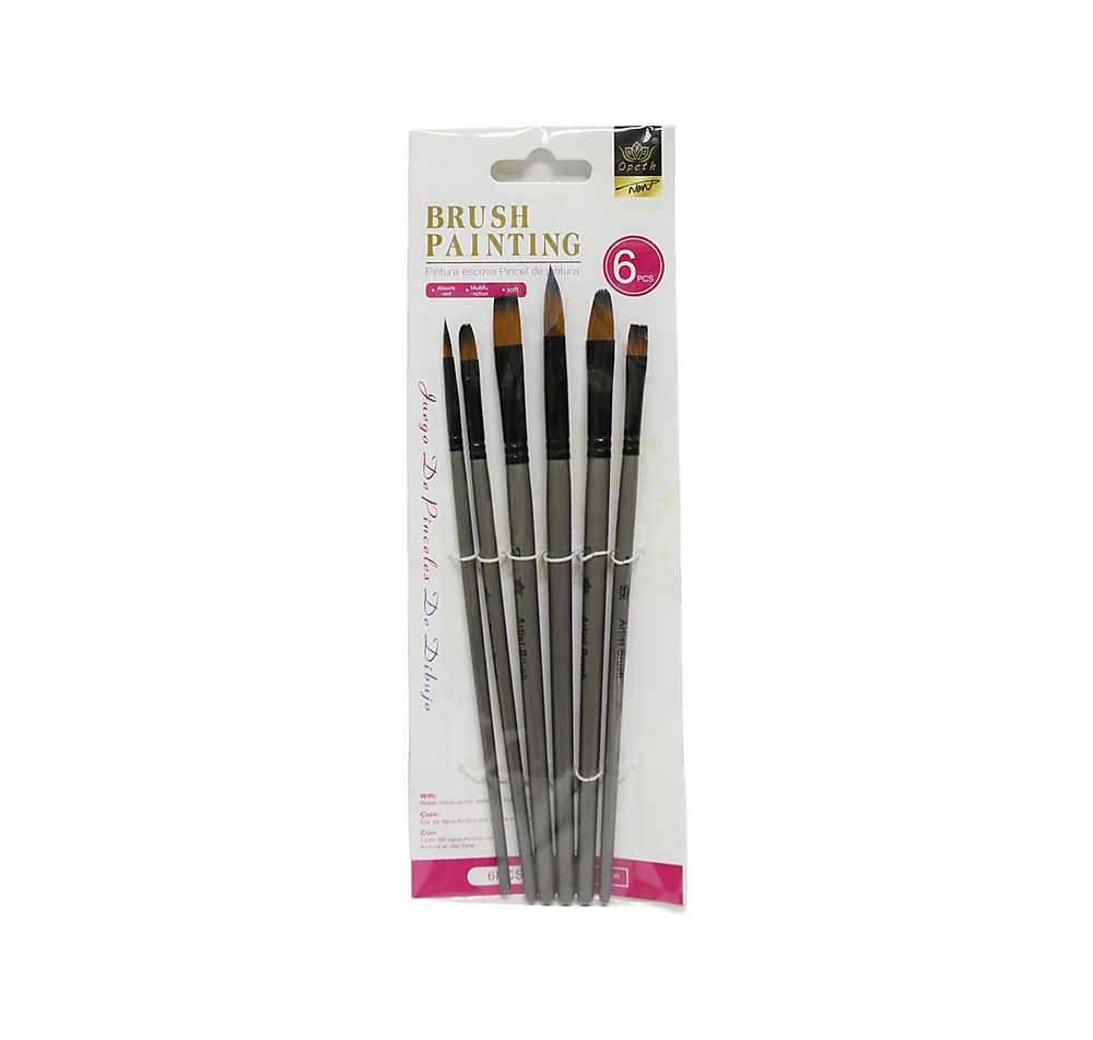 Opeth Artist  Paint Brush-6 Pieces Set, for Watercolor, Acrylic and Oil Paints