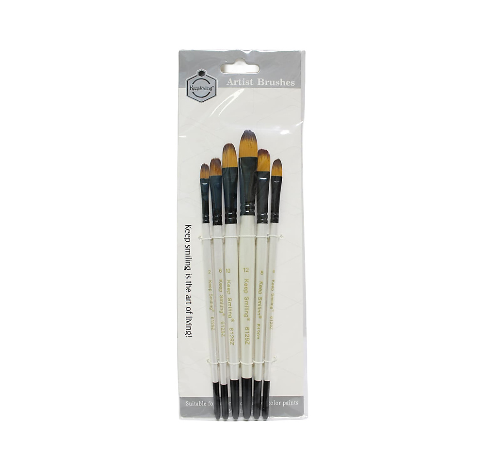 Keepsmiling Premium Nylon Hair Brushes for Art Painting-6pcs