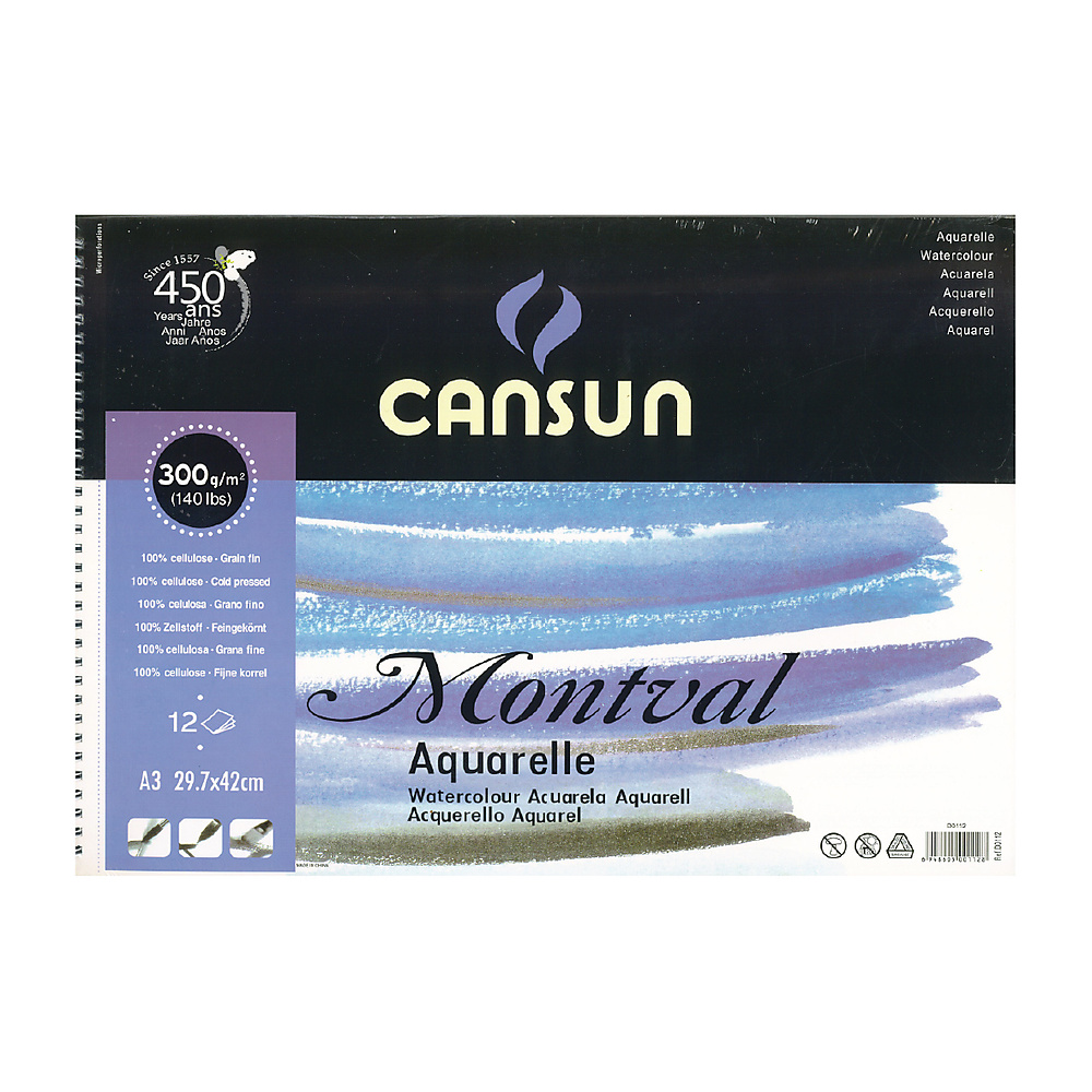 Canson Montval Aquarelle 300gsm 12 Sheets A3