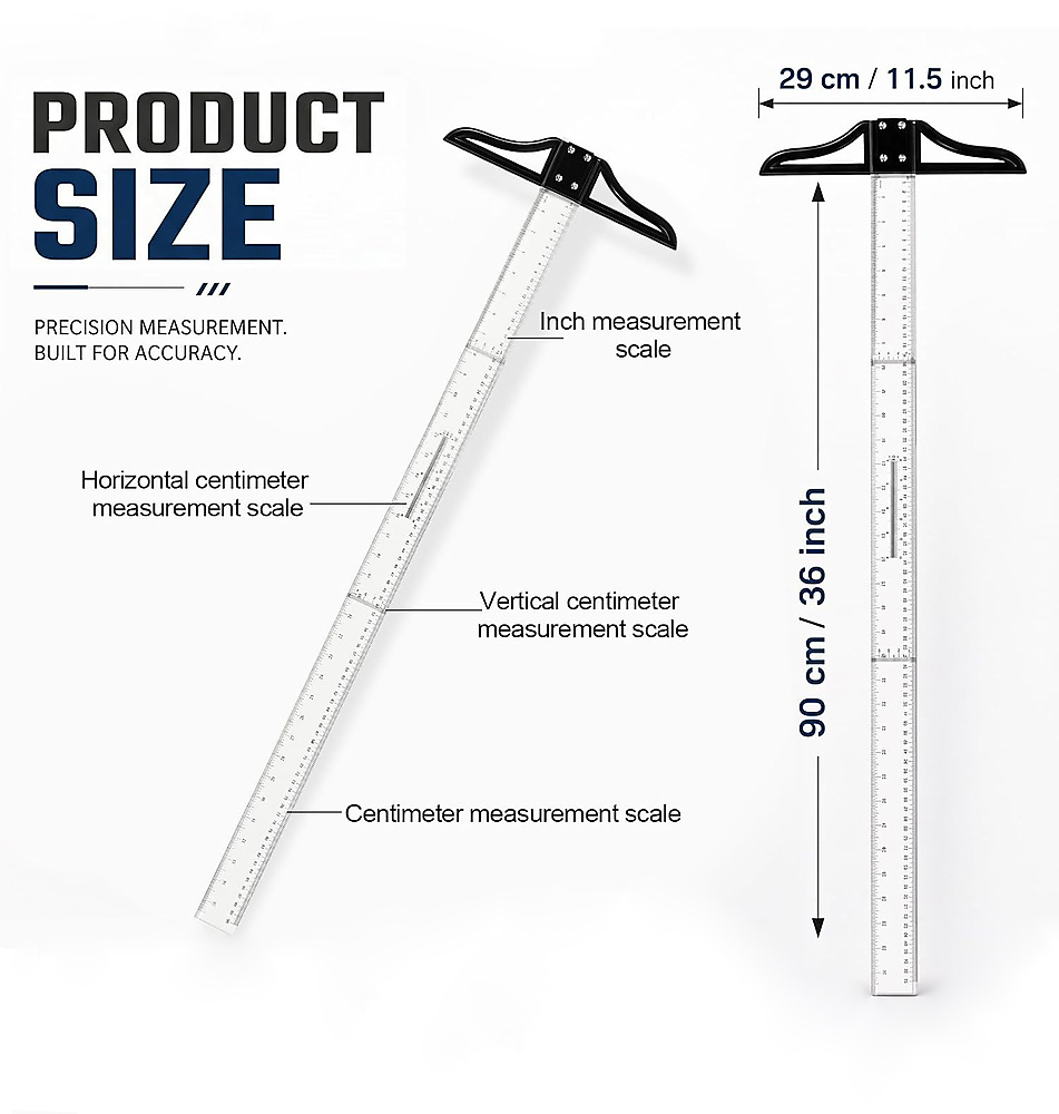 Acrylic T-Square Ruler 90 cm