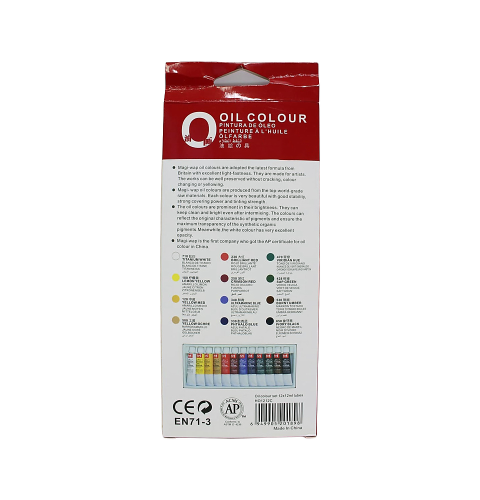MBGI-wap Artists Oil colour set 12ml of 18 Tubes