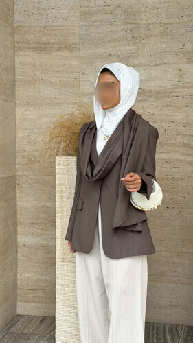 Scarf blazer brown