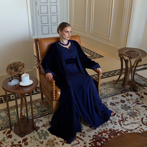 Navy Blue Velvet Caftan